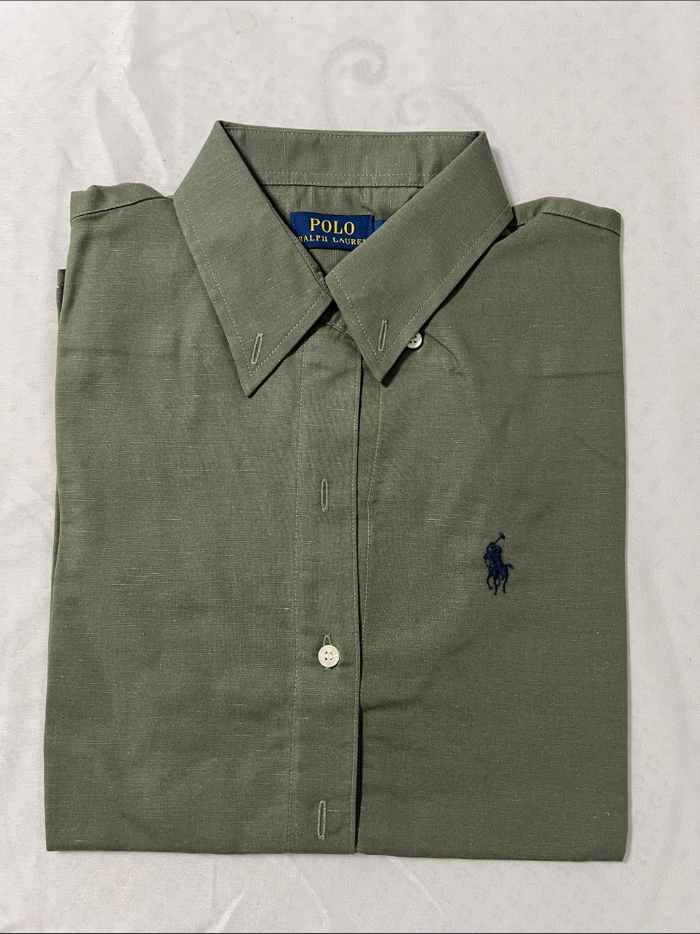 Polo by Ralph Lauren Olive Button-Down Shirt with Navy Pony